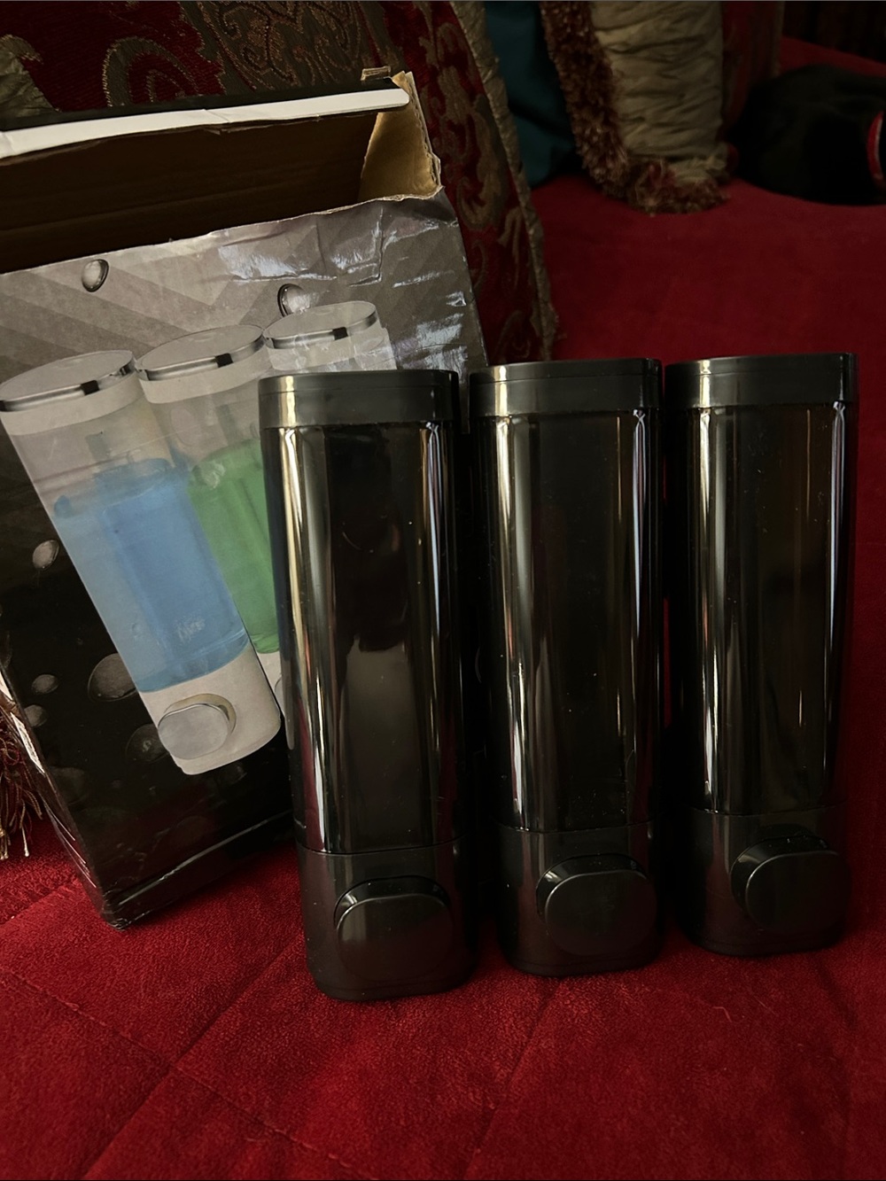 Black Universal Wall-Mount Soap Dispenser - 3 Pack